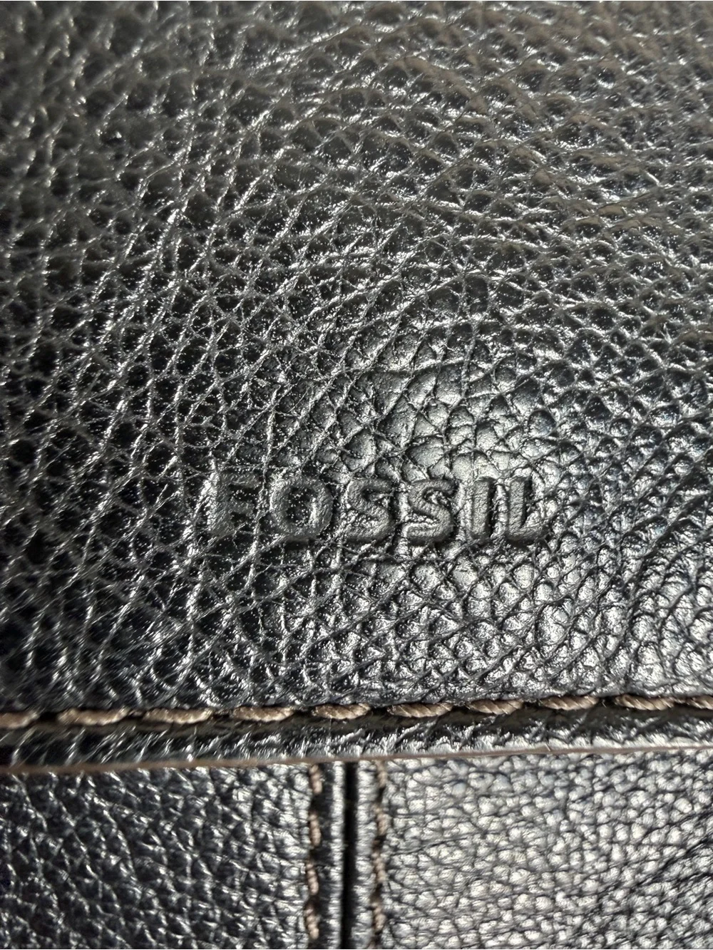 Fossil Preston Black Pebbled Leather Backpack Laptop Travel Bag Flap Closure